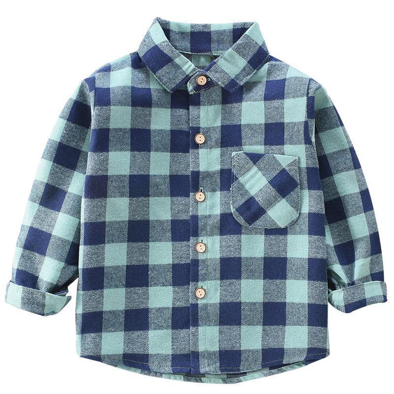 Boys' Long-Sleeve Plaid Shirts - Spring/Autumn: Casual Cardigans & Western-Style Tops for Kids