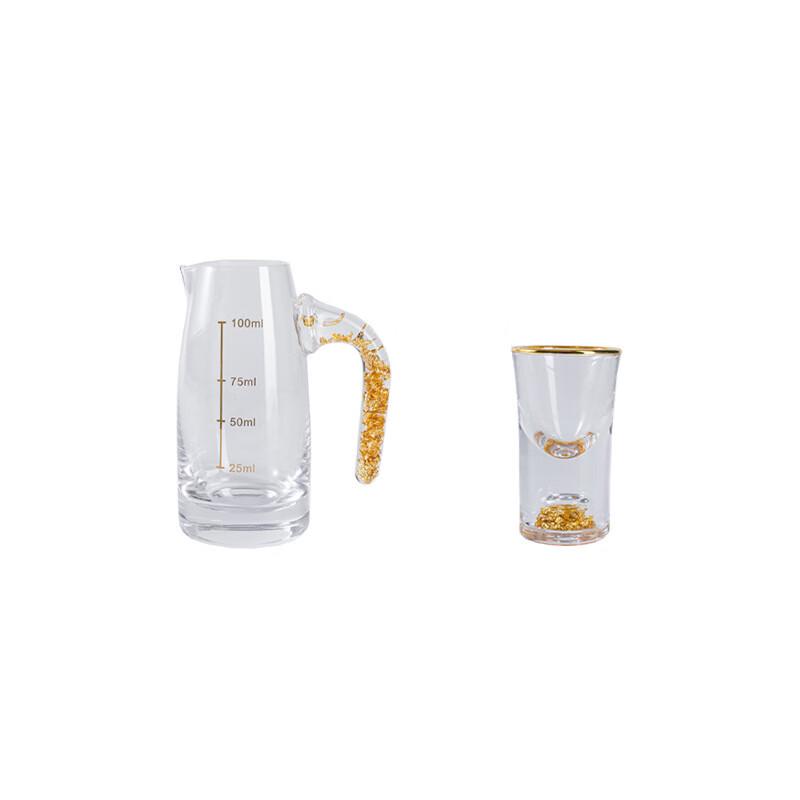 Jinshan Gold Foil Glass Spirit Set (1 Carafe + 10 Cups)