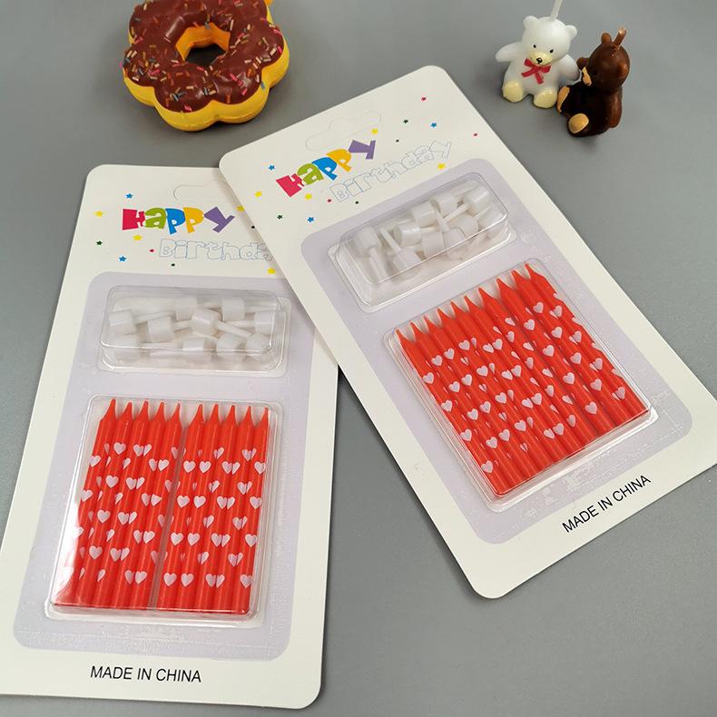 Детские креативные разноцветные свечи для украшения торта, материалы для выпечки, с принтом в форме сердца, признание, свечи для дня рождения