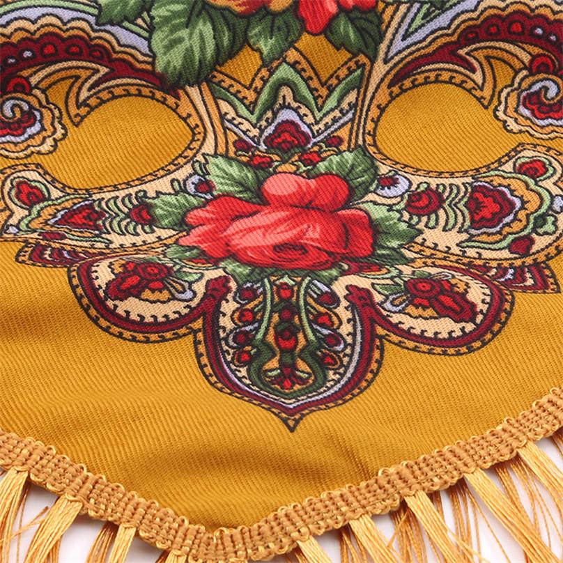 Этническая женская шаль с кисточками и цветочным принтом, женский квадратный хлопковый шарф в стиле ретро