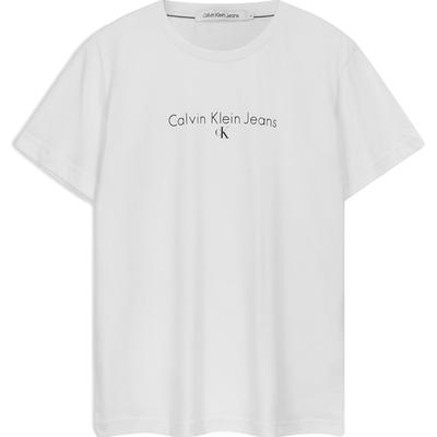 Calvin Klein Футболка с круглым вырезом и коротким рукавом с логотипом, унисекс, белая J318472YAF