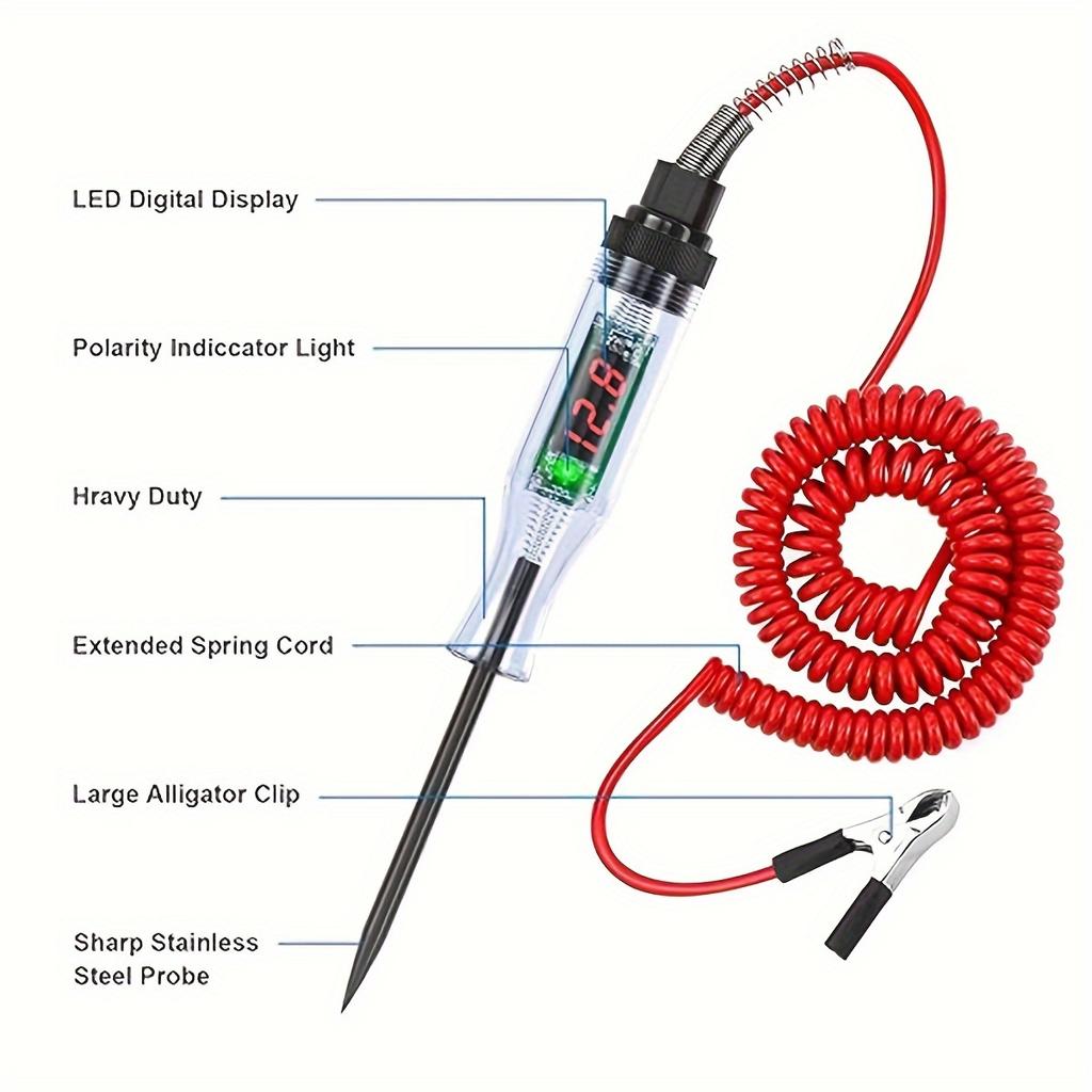 Automotive LCD Display Electric Circuit Tester 3-48V DC Car Electrical System Tester Auto Circuit Tester Vehicle Diagnostic Tool