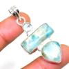 Republic Larimar Blue Topaz Gemstone 925 Silver Plated Pendant 2.08"