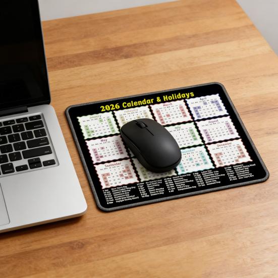 2026 Calendar Mouse Pad Rectangle Waterproof Home Office Gaming Computer Laptop Mousepad Desk Mat with Non-slip Rubber Base PC Accessories