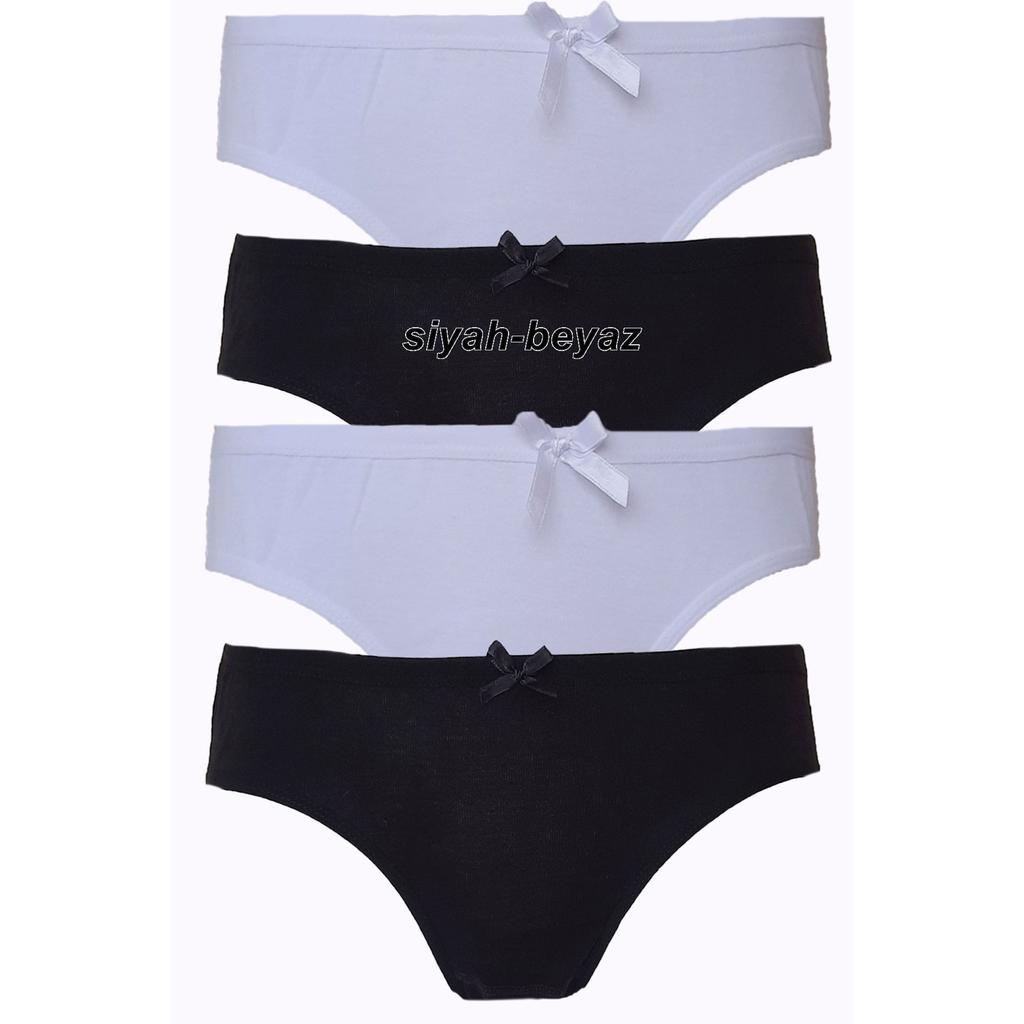 Женские хлопковые трусики-бикини из 4 предметов, цветное нижнее белье с бантом