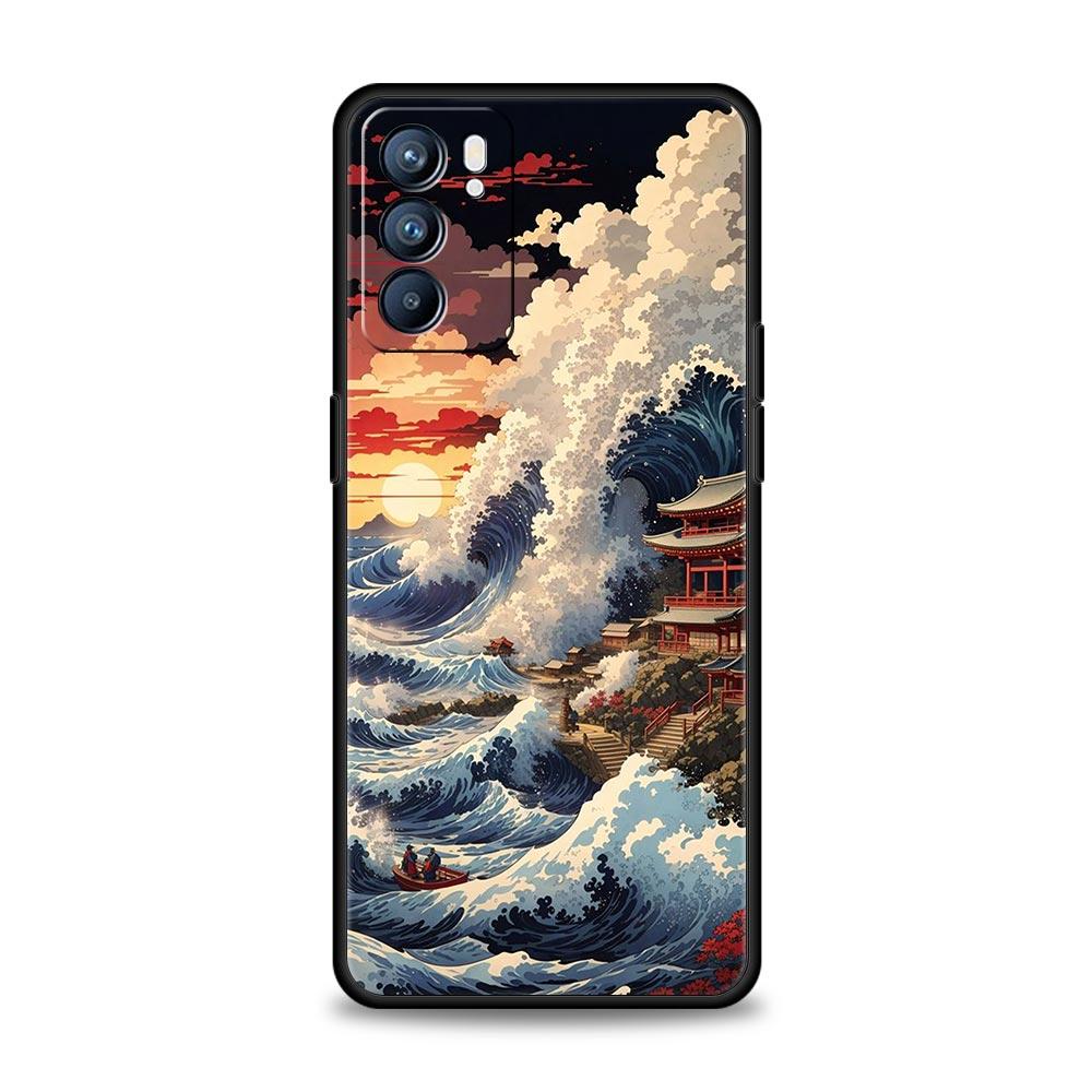 Япония Великая волна у Канагавы Чехол Для Oppo Reno8 Reno7 Reno6 Pro A54 5G Find X6 X5 A53 A52 A9 A15 A17 A16 A57 A31 Обложка