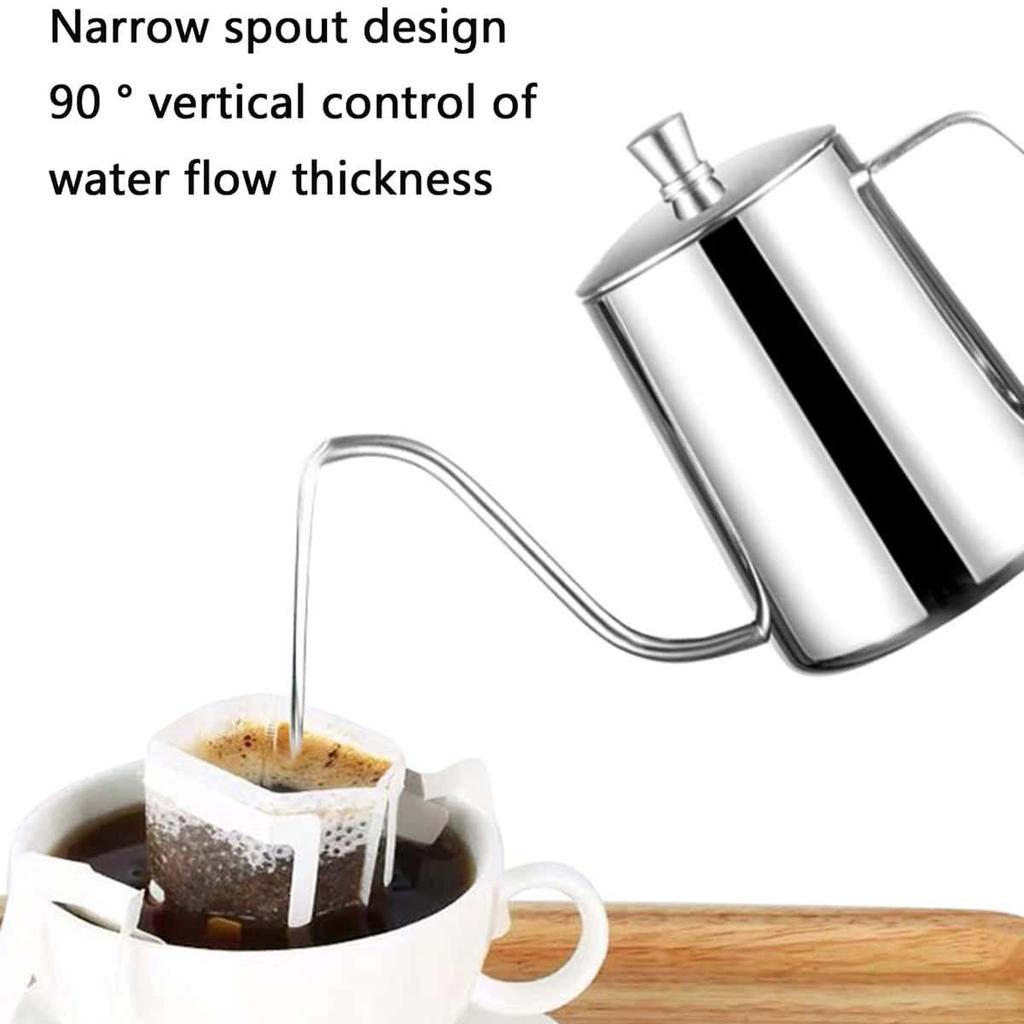 350ml Drip Kettle Coffee Tea Pot With Thermometer Non-stick Coating Food Grade Stainless Steel Thin Mouth Gooseneck Coffee Pot
