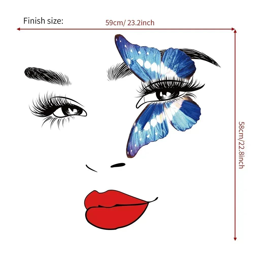 Красота Женское Лицо Наклейка на Стену Декаль Салон Красоты Обои Косметика Макияж Настенная Наклейка Фреска Съемная Салон Декорация