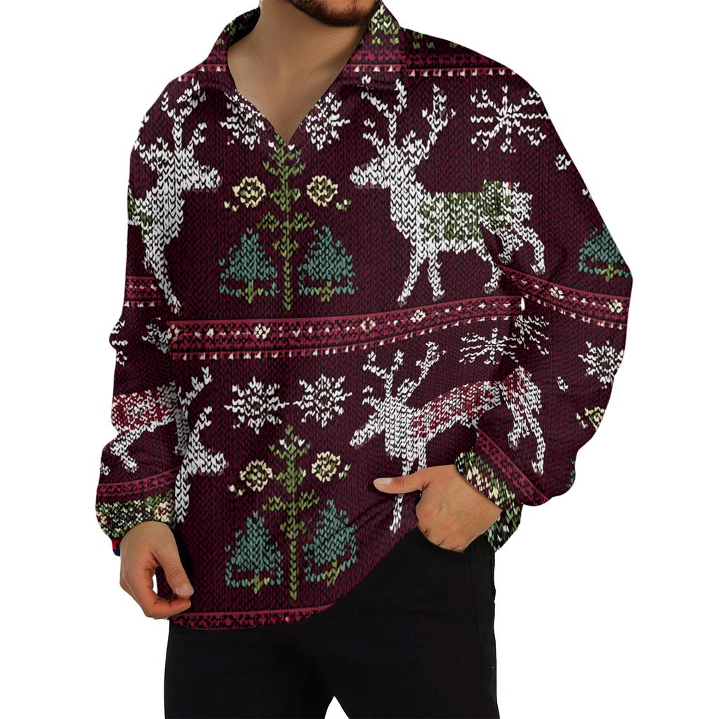 Men's Casual Collared Long-Sleeve Knit Base Layer Top