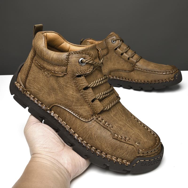 39-48 Мужская повседневная обувь среднего размера, уличная кожаная обувь, туфли большого размера на плоской подошве ручной работы