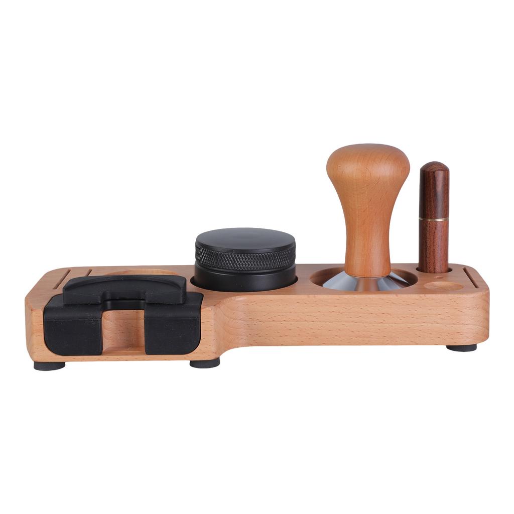 Complete Barista Espresso Tamping Stand Set with Coffee Tamper and Stirrer for Kitchen Counters and Cafes