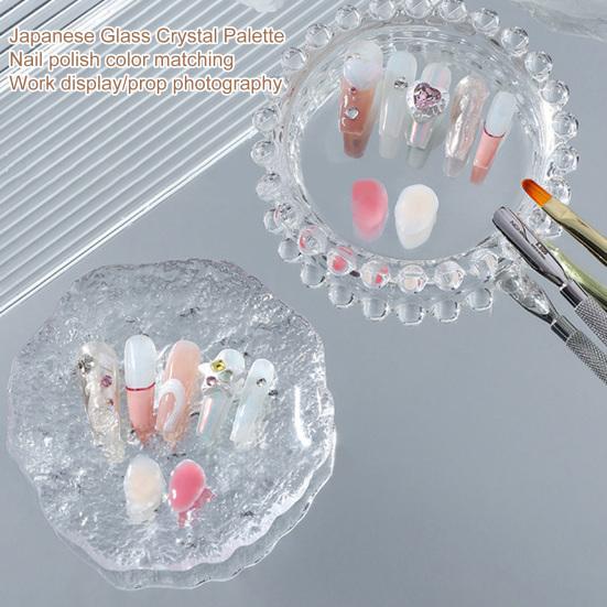 Палитра для дизайна ногтей, прозрачная, высокая прочность, креативные формы, небьющиеся, широкое применение, смешанные цвета, стеклянные ювелирные изделия, демонстрация