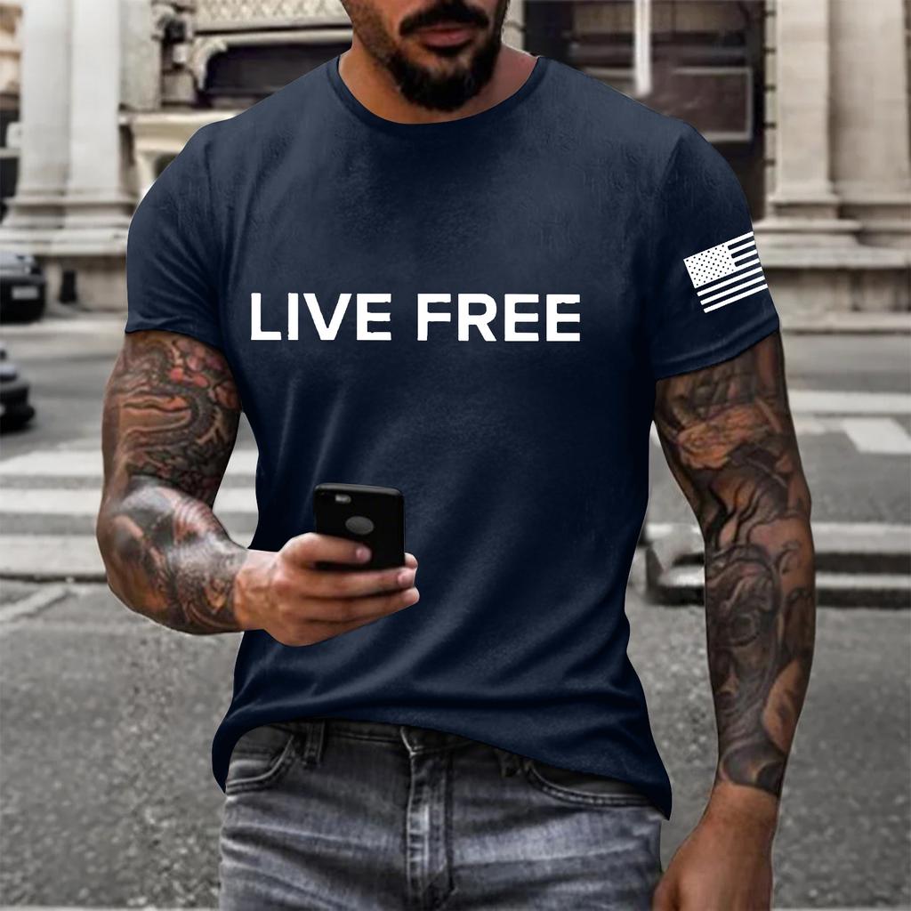 Men's Printed Short Sleeve T-Shirt Men's Loose Casual Short Sleeve Top