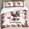 Комплект постельного белья «Просто девочка, которая любит курицу» с изображением фермерского петуха, пододеяльник, цветочное покрывало из полиэстера для двуспальной кровати размера «king-size» и 2/3 шт.