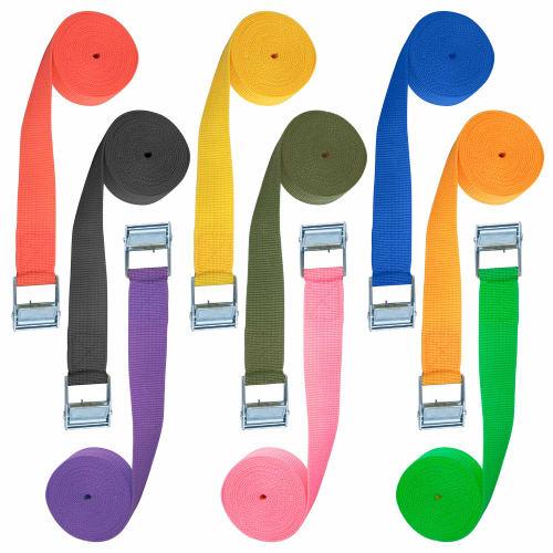 simPLEISURE Cargo Lashing Straps, Set of 2 (5m), 25mm Wide, Black, for Earthquake Preparedness, Preventing Cargo from Shifting, and Securely Secured L