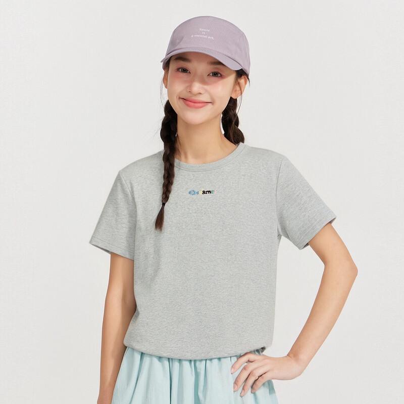Di Sha Girls' Letter Embroidered Short-Sleeve T-Shirt