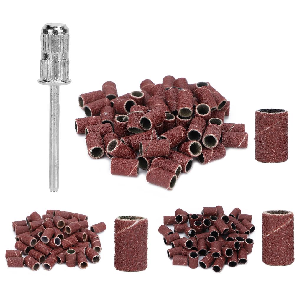210pcs Brown Sanding Bands Nail Art Sanding Bands Replaceable Nail Sanders with Nail Drill Shaft
