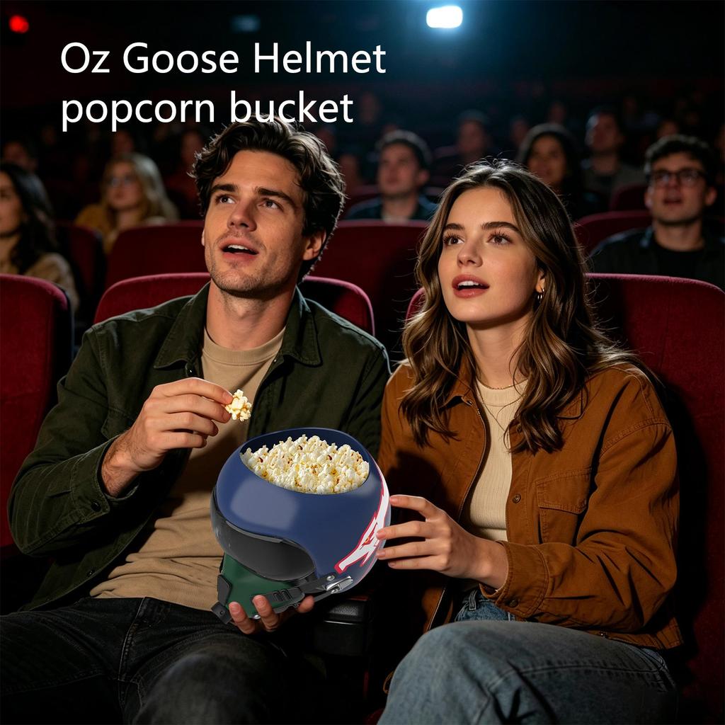 Aviation-Inspired Helmet Shaped Popcorn Bucket with Removable Visor and Detailed Printed Graphics for Collectors and Fans