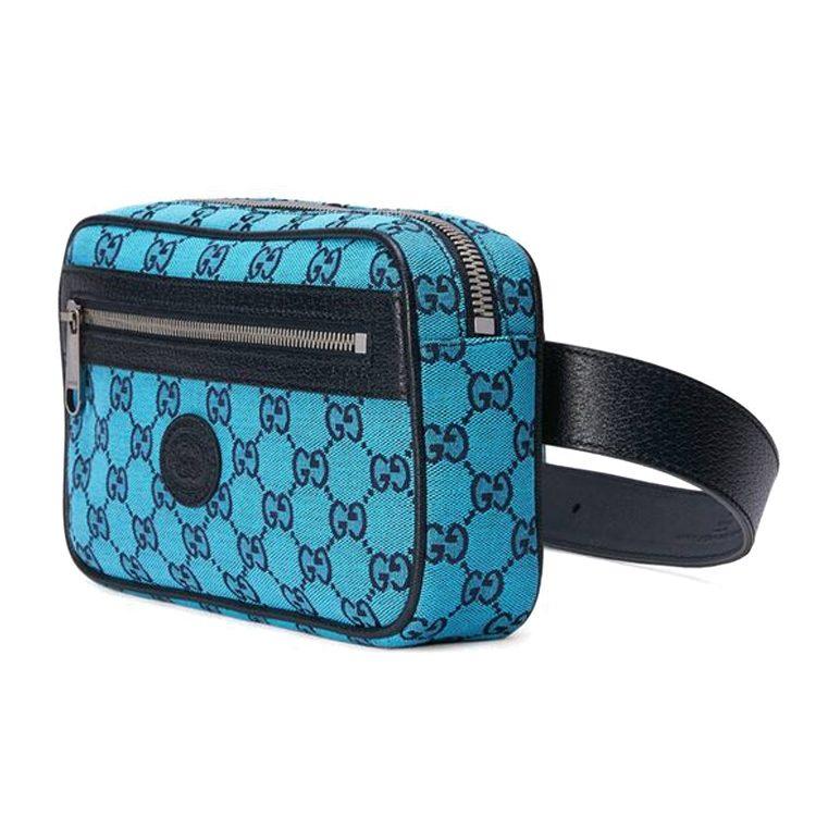 GUCCI GG Multicolor Canvas With Leather Fanny Pack Unisex Blue/Dark Blue 658657-2UZAN-4487
