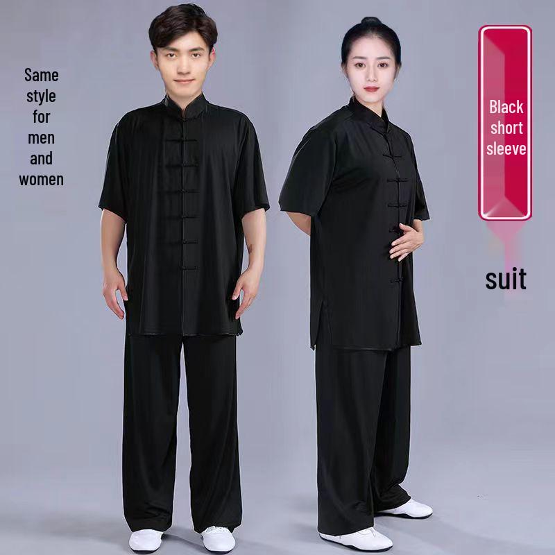 Комплект костюма Тай Чи из высококачественного молочного шелка для женщин и мужчин - Весенне-осенний костюм для выступлений по ушу, в китайском стиле