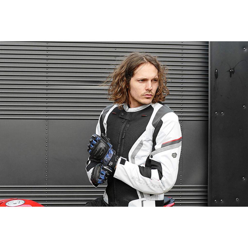 Komine Motorcycle Titanium Mesh Plaid Protective Mesh Titanium Gloves, Gloves, Navy, 2XL, GK-214 1166, Spring, Summer, Autumn, Material, Carbon,