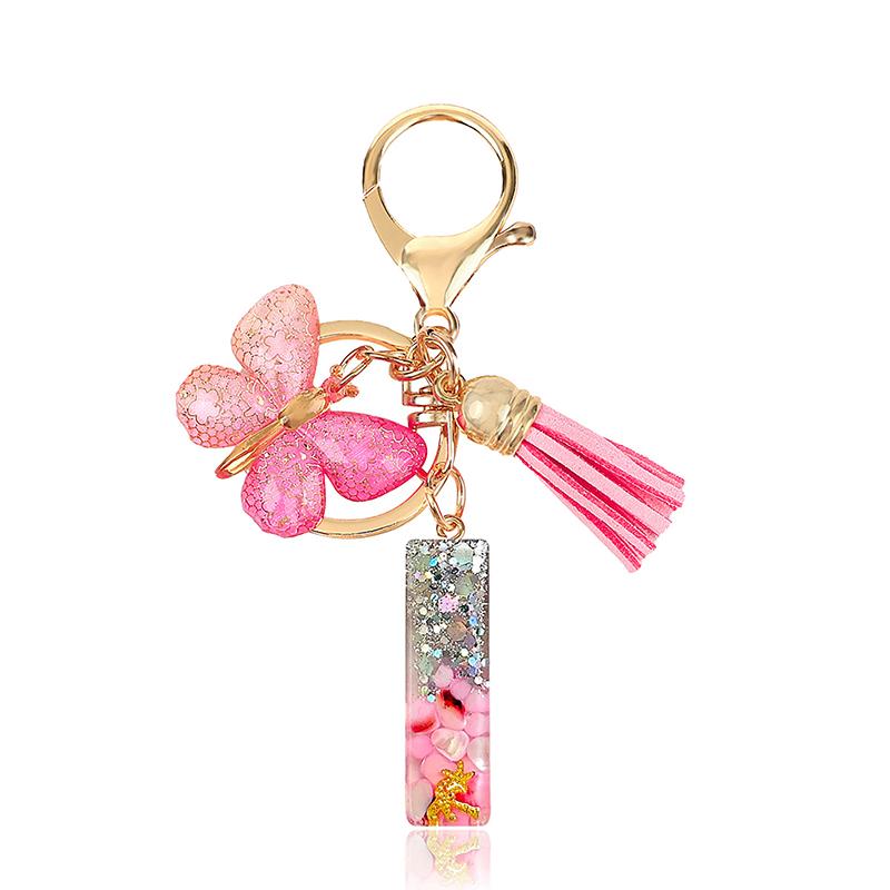 AZ Dreamy Sequin Letters Брелок для женщин Подвеска-бабочка с кисточками Инициал Брелок для кошелька Подвеска для сумок Амулеты Автомобильный брелок