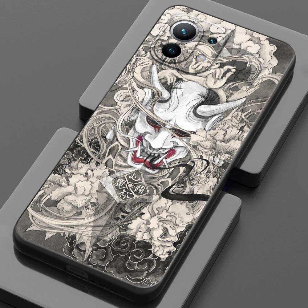 Чехол для телефона Xiaomi Mi 11 Lite 5G NE 11X 11T 12 Pro Poco F1 F3 X3 GT X4 NFC Pro, чехол самурайская маска Они, татуировка, дракон, искусство