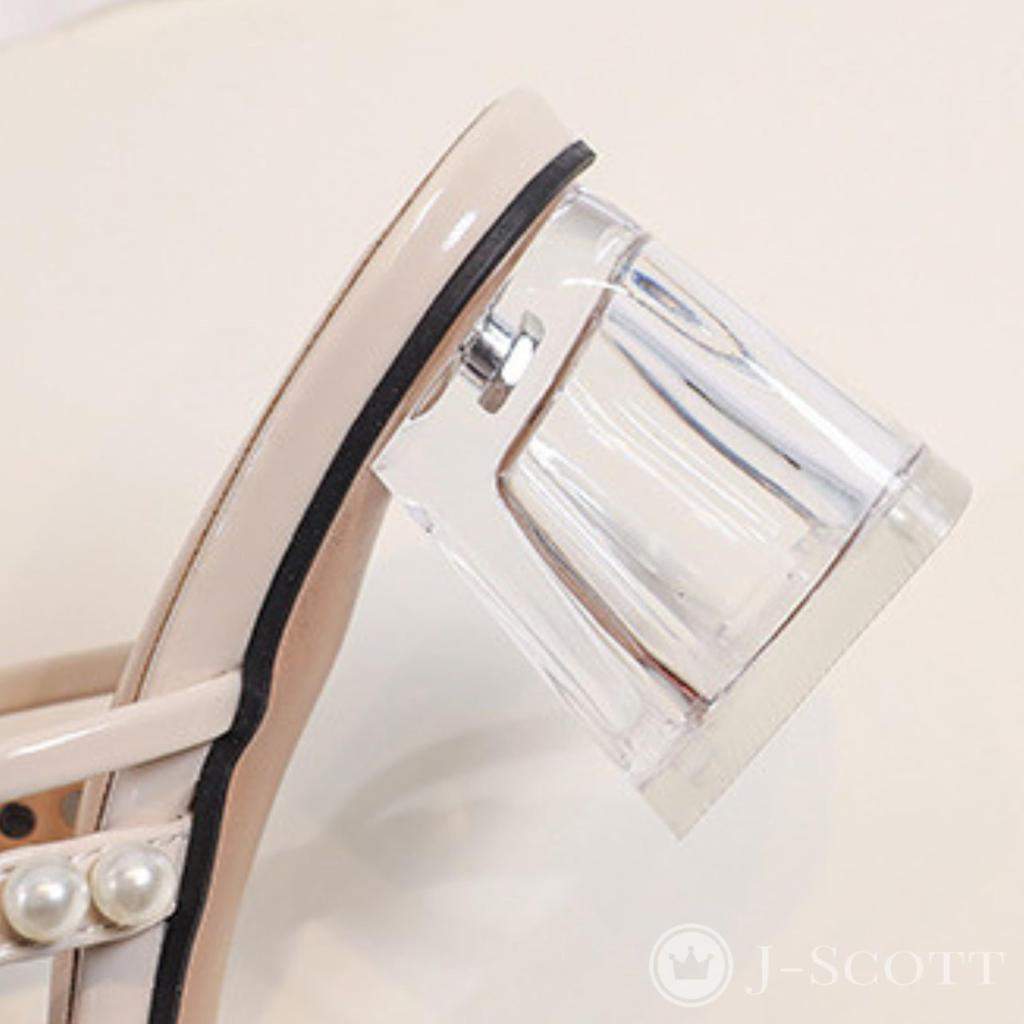 Square Pearl Chunky Beautiful 5 Sandals That Looks Middle Beautiful Easy To Easy To Walk Looks For Short Ivory [J-Scott] Women's Sandals, Mules, Toe,