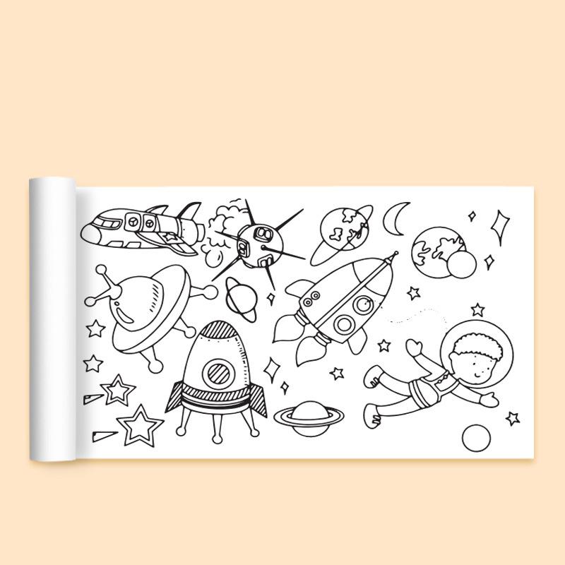 Kids Drawing Toys Sticky Coloring Roll Paper DIY Graffiti Scroll Color Filling Paper Painting Educational Toys for Girl Gift