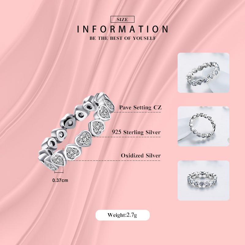 MODIAN Ювелирные изделия с кубическим цирконием, стерлинговое серебро 925 пробы, кольцо с сердечками к сердечкам, кольцо с имитацией вечности, кольца, ювелирные изделия для женщин