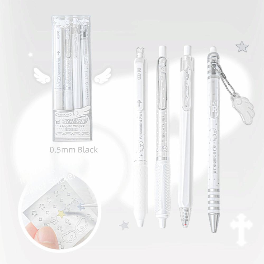 4Pcs/Set Soft Comfort Grip Pearl Angel Gel Pen Set 0.5mm Kawaii Cartoon Pens Kids