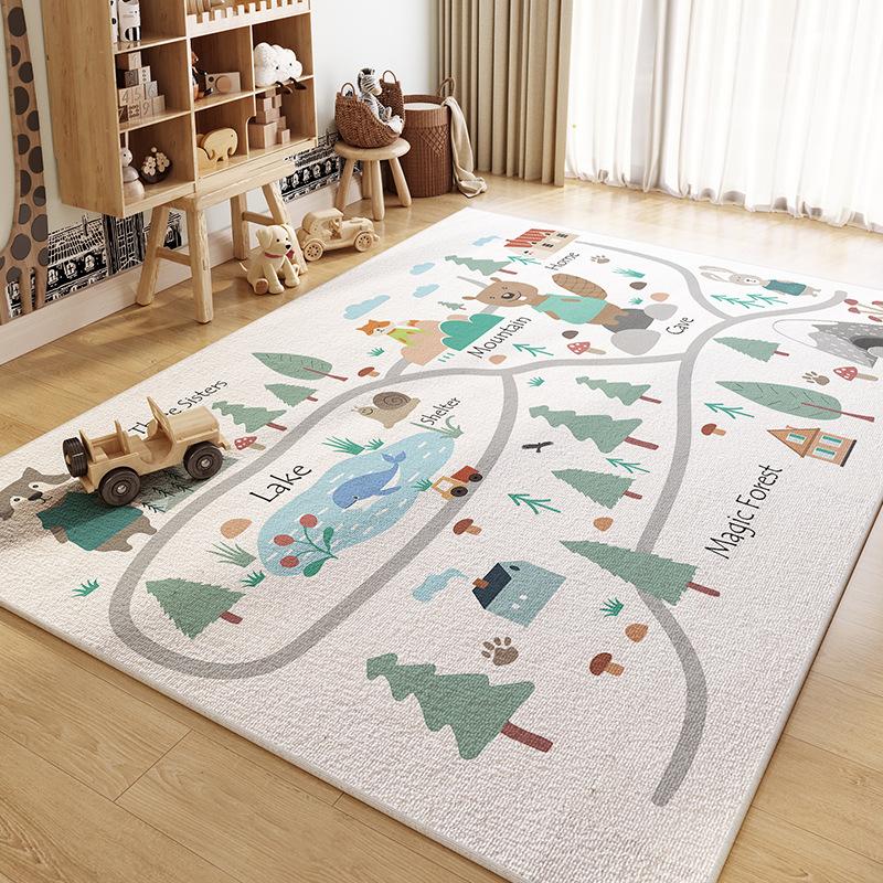 Cute Game Area Carpet World Map Traffic Road Floor Mat Indoor Anti slip Washable Carpet Home Decoration