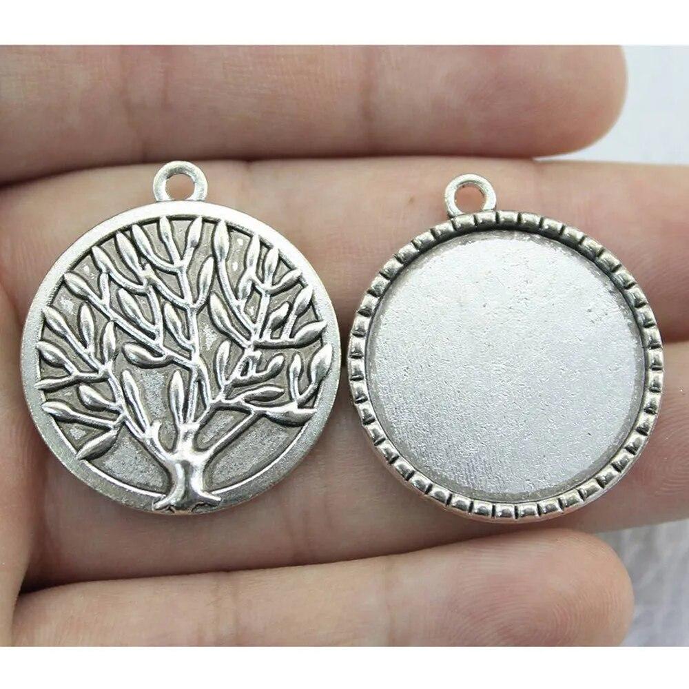 Подходит для круглого стеклянного кабошона 25 мм, поднос для установки, античное серебро, цветные компоненты, украшение ручной работы для изготовления ювелирных изделий