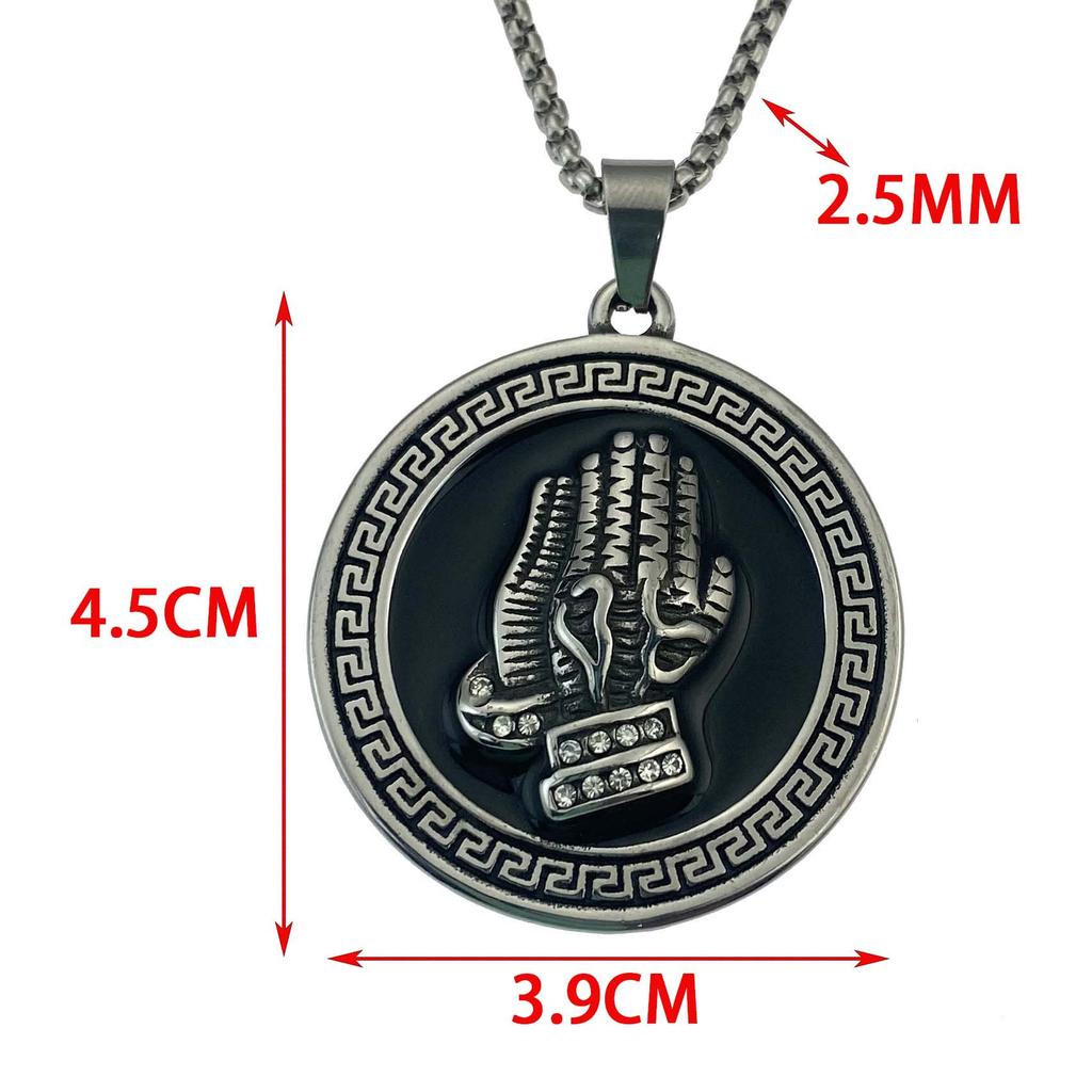 Личность Хип-Хоп Медальон Картина Масло Капает Масло Молитва Руки Руки Ладонь Нержавеющая сталь Подвеска Титановая сталь Ожерелье