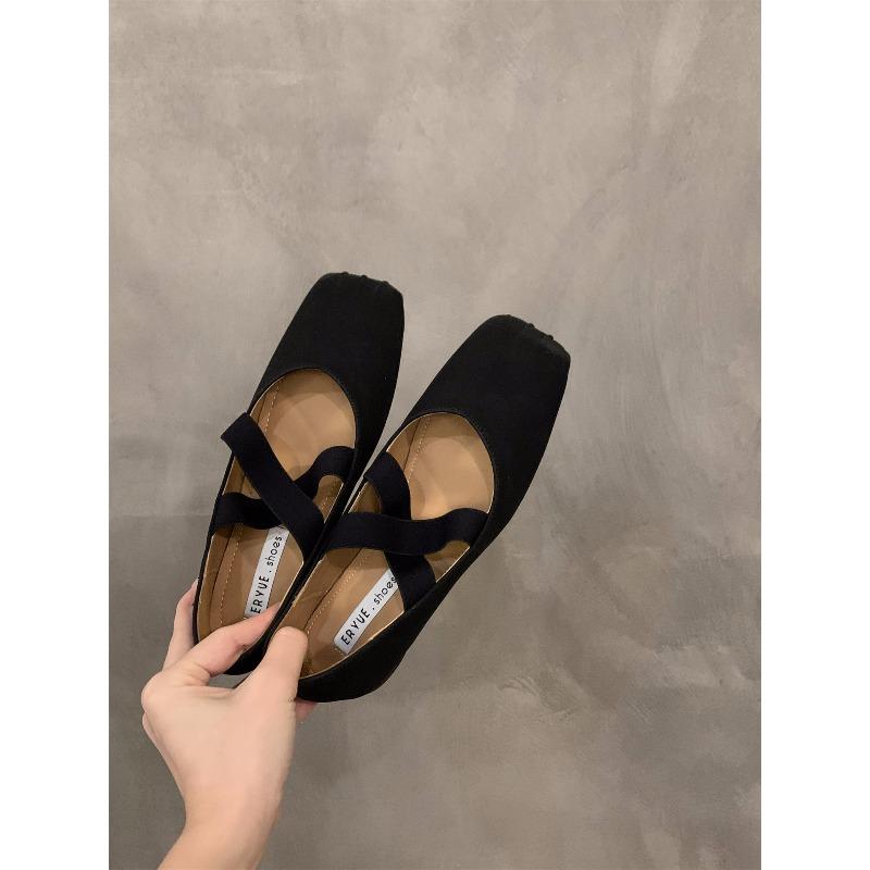 Flat ballet square head single shoes fairy shoes new spring and autumn Mary Jane evening gentle shoes