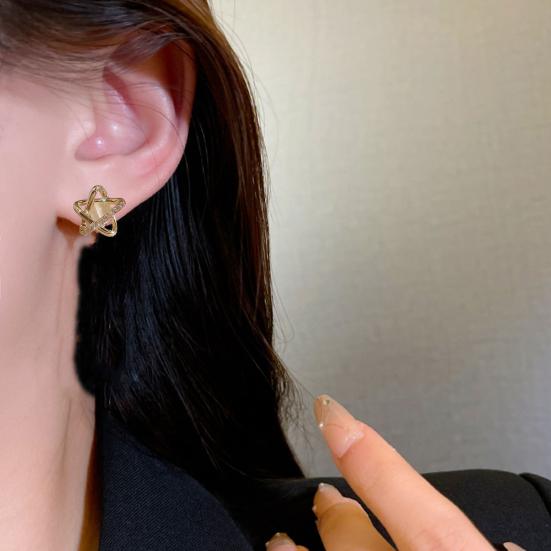 1 пара сережек-гвоздиков в форме полой звезды со стразами и искусственным опалом, легкие сплавные серьги-гвоздики, женские украшения для выпускного вечера, вечеринки, свидания