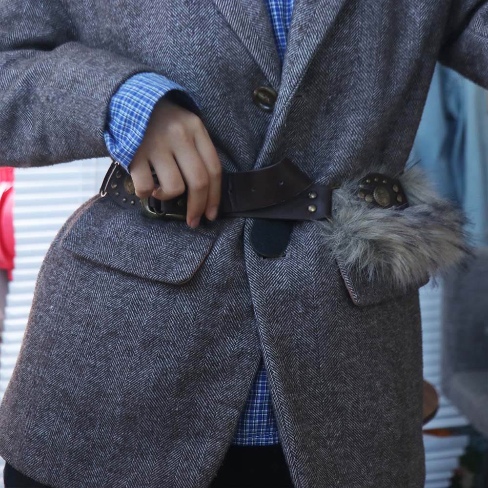 PU Leather Furry Waistband Faux Fur Y2K Waistband Vintage Leather Fur Belt Daily