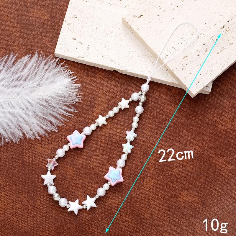 Korean Love Heart Beaded Phone Chain & Keychain Set for Women
