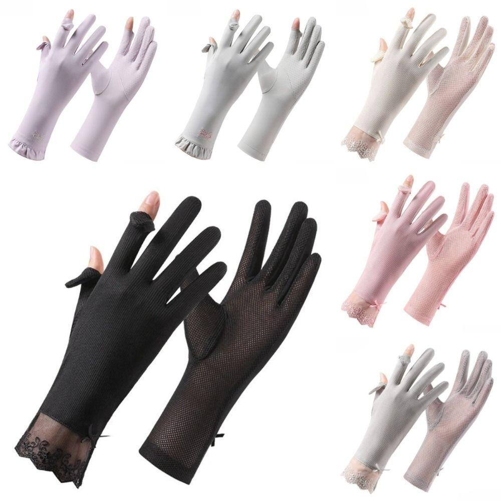 Lace Sun Protection Gloves UV Protection Ice Silk Gloves Lightweight Sunscreen Gloves for Summer