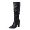 Shoes New No Boots Over the Knee 2025 New Boots Women's Small Man Thick Heel Skinny Boots Folds Show