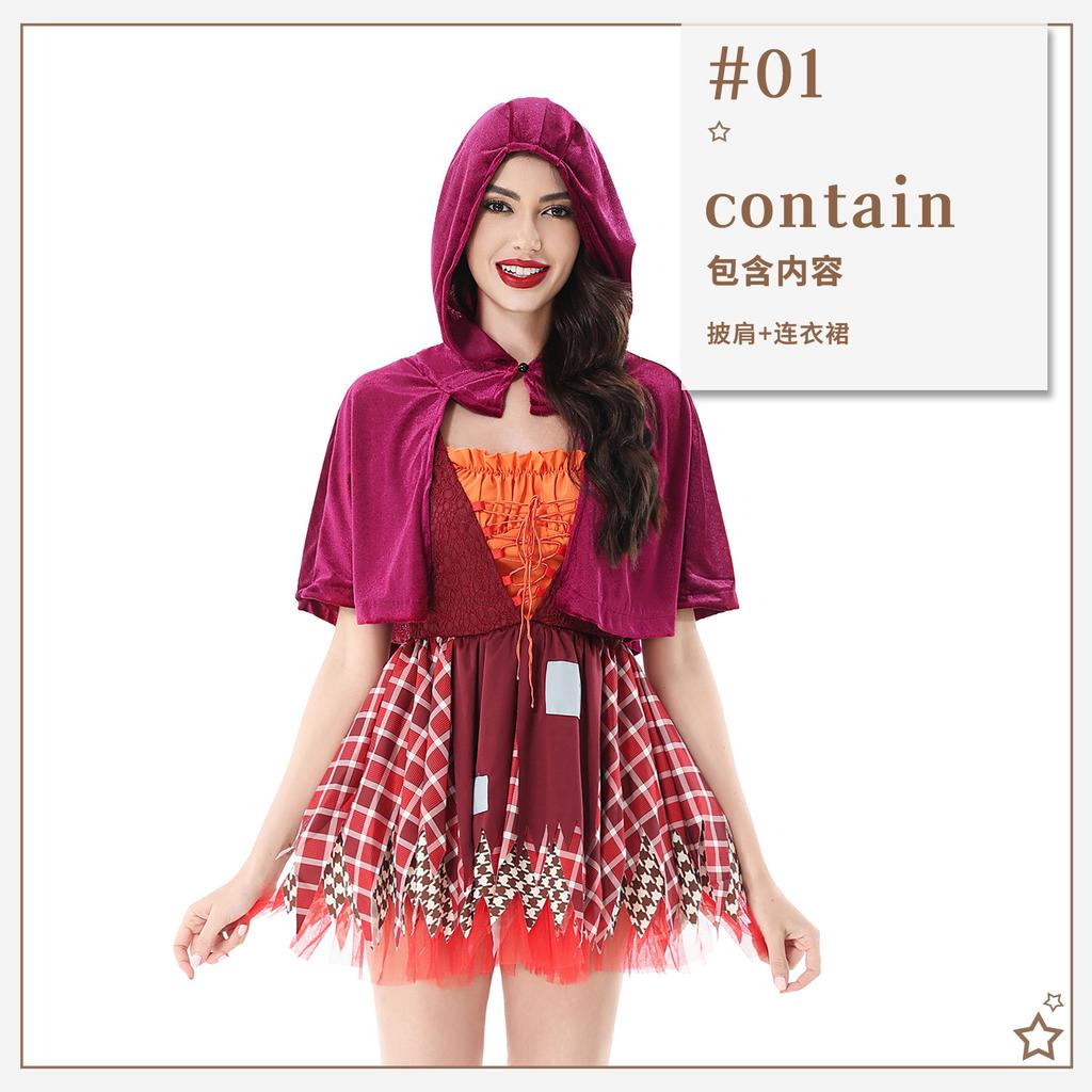 Halloween costume Little Red Riding Hood carnival costume cosplay witch costume broom witch skirt cape