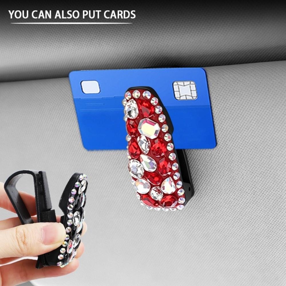Rhinestone Sunglasses Clip Portable Car Glasses Bracket Creative Car Sunglasses Holder  Car