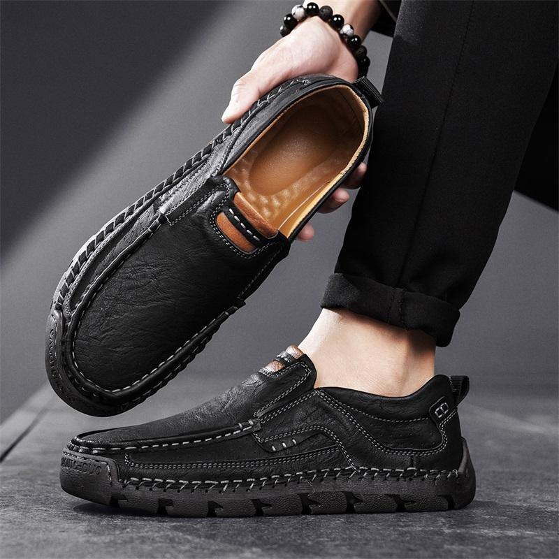Мужские мокасины ручной работы, кожаные, повседневные, удобные, мужские лоферы слипоны, кожаная обувь, балетки, горячая распродажа, обувь для ходьбы