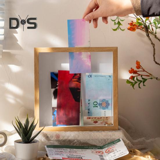 Теневая коробка для билетов с прорезями в деревянной рамке. Архивная коробка для путешествий и приключений. Квадратная печать на билете. Коробка для хранения фотографий с буквами. Украшение рабочего стола.