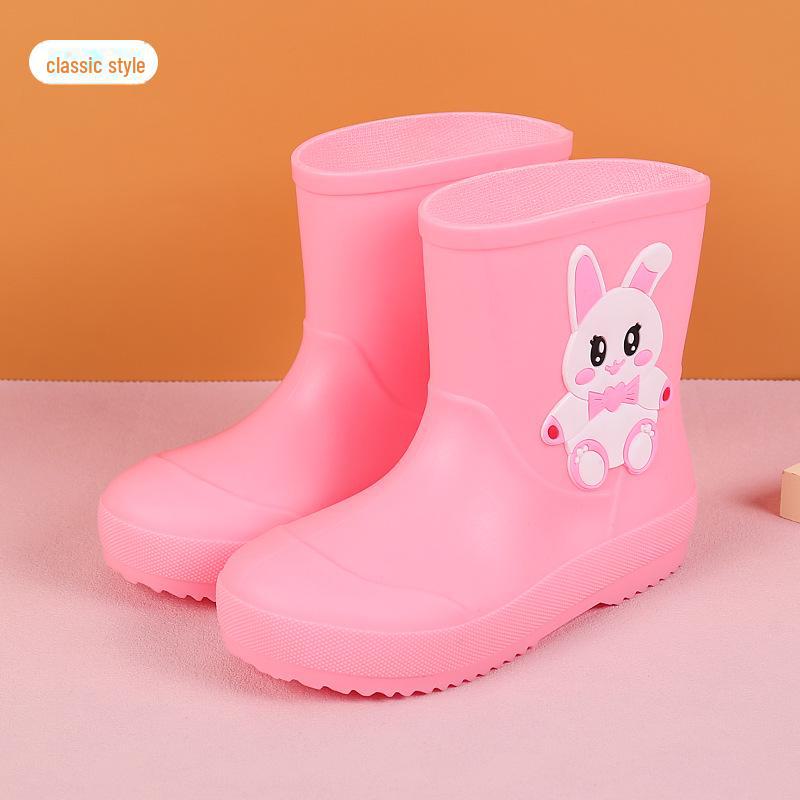 Водонепроницаемые резиновые сапоги с героями мультфильмов для детей - прочная конструкция средней высоты для мальчиков и девочек