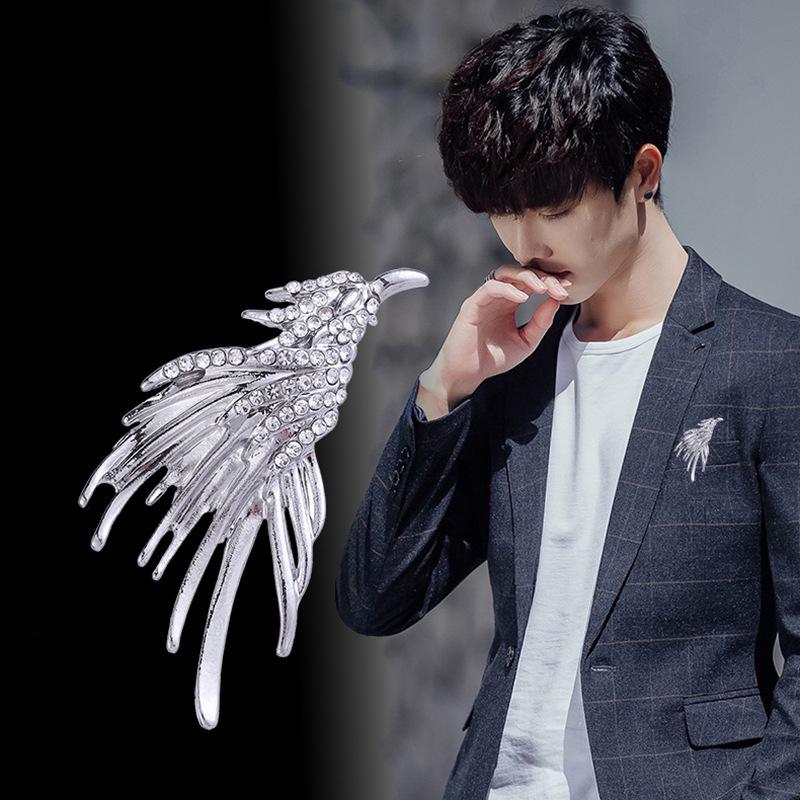 «Мужская роскошная брошь для костюма»: Дизайн головы льва, орла и оленя в короне"