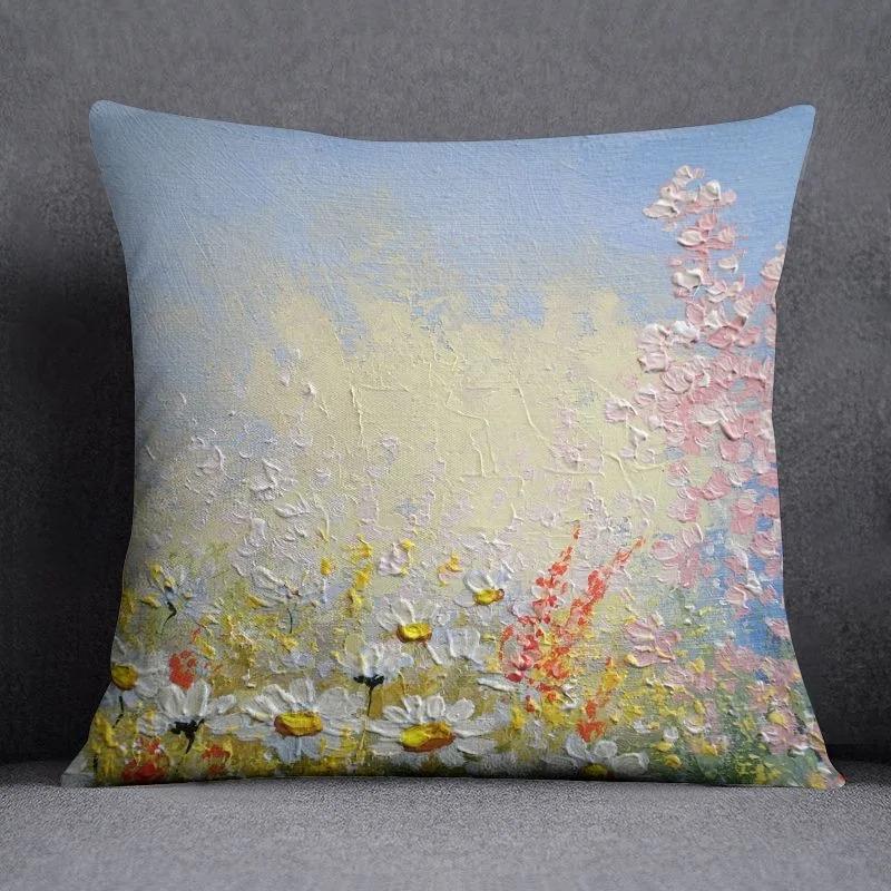 Colorful Oil Painting Pattern Pillowcase Car Ornaments Office Living Room Home Pillowcase