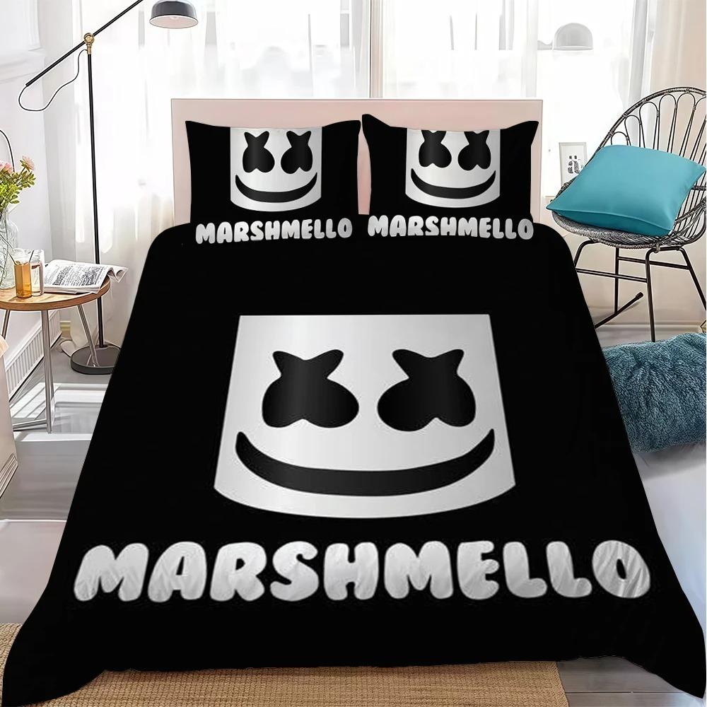 DJ-M-MARSHMELLO Bedding Set Single Twin Full Queen King Size Bed Set Adult Kid Bedroom Duvetcover Sets Anime Bed Sheet Set