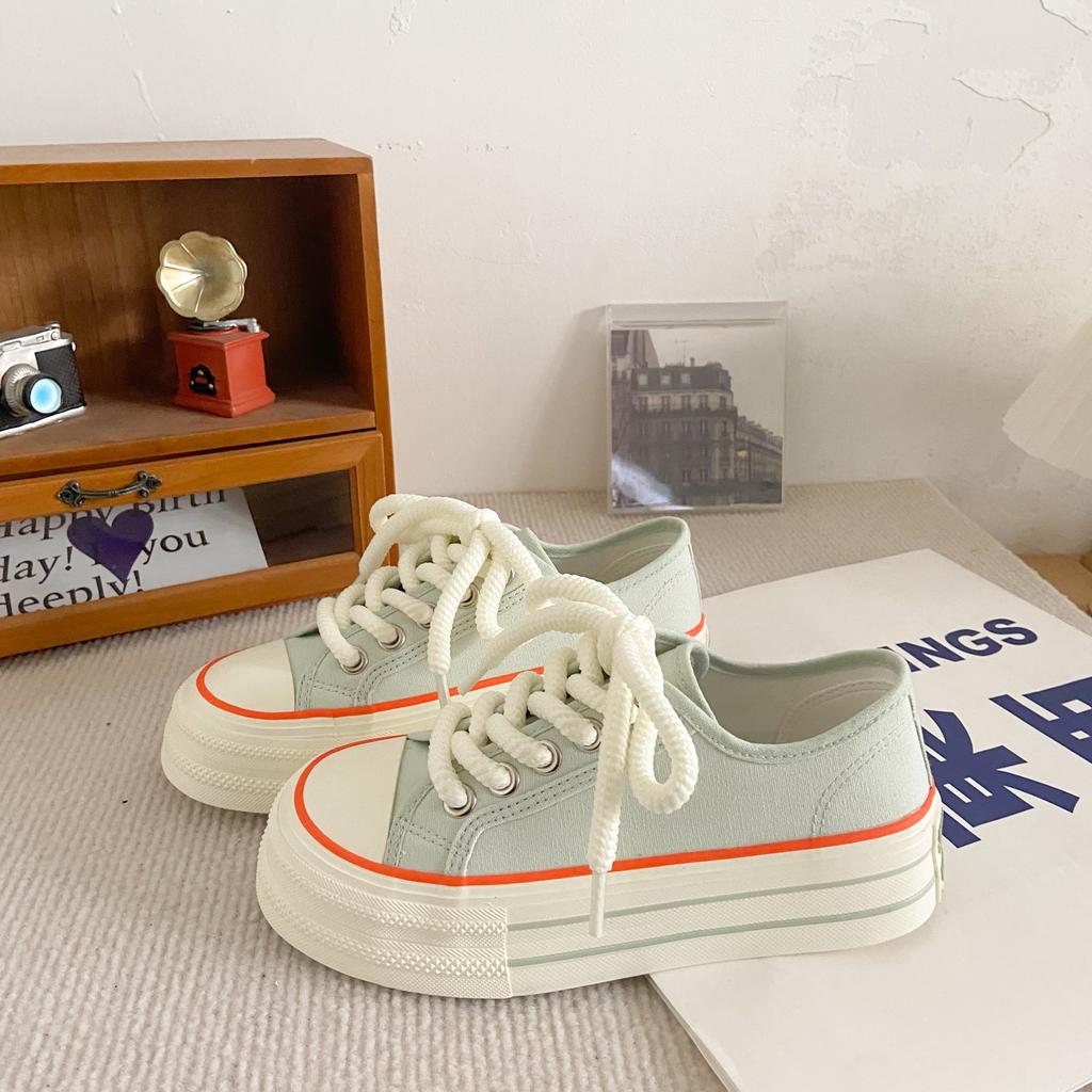 H1028 + H1057 + H1292 Две пары женских парусиновых туфель на платформе на одну ногу, ленивые универсальные нишевые ins доски