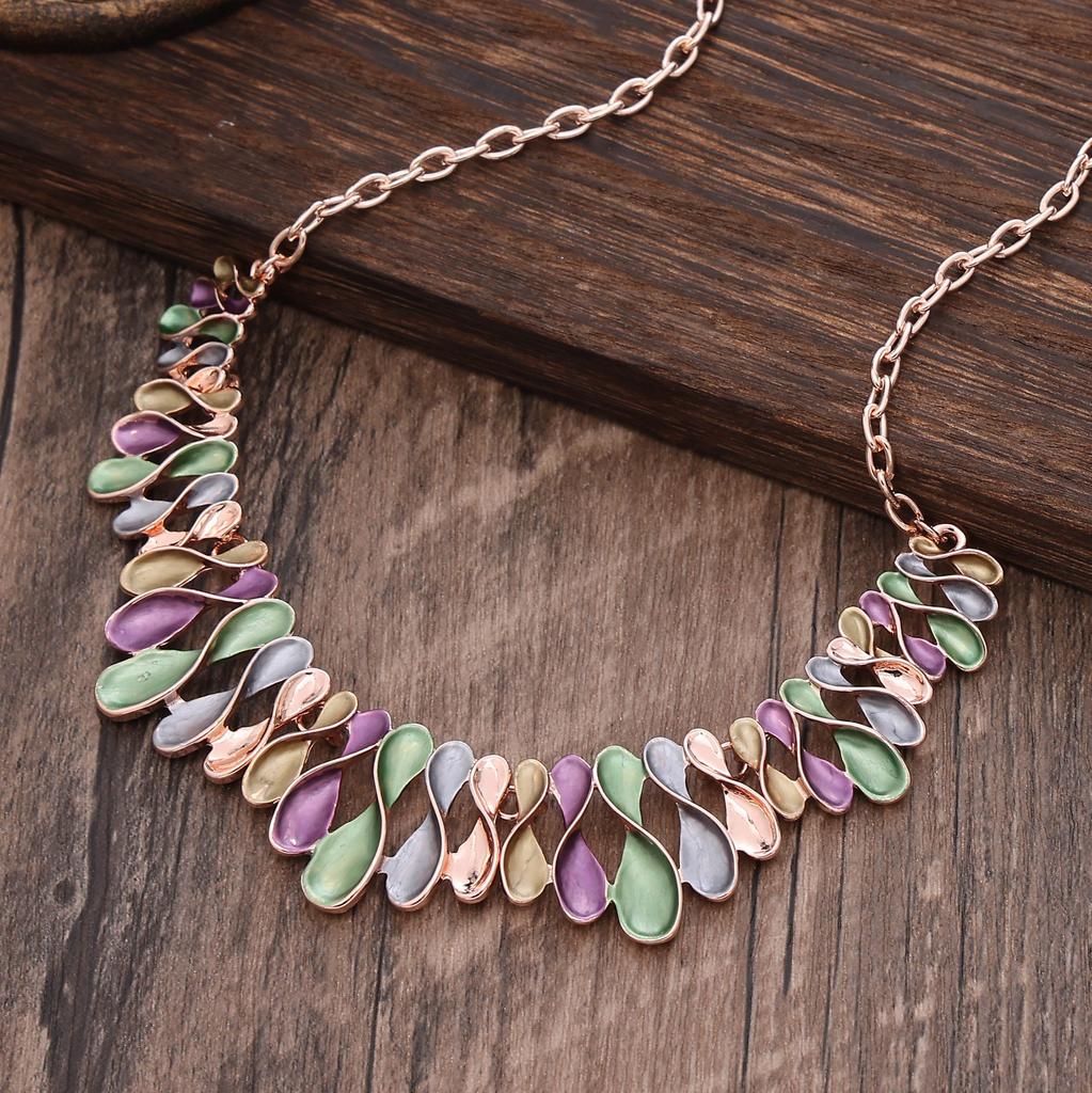 Эмалевый цвет полый геометрический цветок длинная подвеска, женская подвеска-ожерелье в форме сердца с высоким чувством универсальности